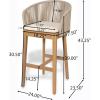 Christopher Knight Home Zax Set of 2 Patio Barstool, Acacia Wood & Rope Outdoor Counter Stool with Backrest/Footrest, Barstool Chairs with Cushion Seating for Backyard Balcony Garden, Beige + Teak(Beige + Teak)