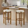 Christopher Knight Home Athe Set of 2 Indoor Wooden Low Back Barstool, Rubberwood Frame Bar Chair, Seat Cushion Counter Height Stool, Bar Stools for Kitchen Island, White & Walnut(White & Walnut)