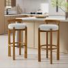 Christopher Knight Home Athe Set of 2 Indoor Wooden Low Back Barstool, Rubberwood Frame Bar Chair, Seat Cushion Counter Height Stool, Bar Stools for Kitchen Island, White & Walnut(Ivory & Walnut)