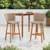 Christopher Knight Home Aurora Patio Barstool Set of 2, Outdoor Counter Stool with Finished Wood and Wicker, Accent Chair with Backrest/Footrest for Bar Table/Kitchen Islands, Light Brown + Teak(Light Brown + Teak)