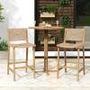 Christopher Knight Home Beryl Patio Barstool Set of 2, Outdoor Counter Height Stool with Wood Frame and Natural PE Wicker, Bar Stool with Backrest/Footrest for Backyard Balcony Garden, Light Teak(Light Teak)