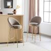 Christopher Knight Home Dudley Barstool Set of 2, Metal Bar Stools for Kitchen Island, Boucle Fabric Accent Chair for Bar Table, Modern Counter Stools with Footrest and Backrest, Gray and Gold(Beige and Gold)