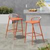 Christopher Knight Home Hearth 29.5″H Patio Barstools Set of 2, Aluminum Frame Barstool, Woven Rpoe Island Counter Stool, Scallop-shaped Backrest Bistro Chairs for Balcony Backyard Garden, Sage Green(Orange)