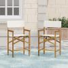 Christopher Knight Home Manny Patio Acacia Wood Counter Height Bar Stool Set of 2, Fabric Barstool Set for Bar Table,Kitchen Island Dining Chair Set,Wooden Counter Stool with Footrest,Light Beige+Teak