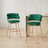 Christopher Knight Home Marin Counter Height Bar Stools Set of 2, 180° Swivel Upholstered Barstools with Backs and Metal Legs, Dining Room Chairs, Counter Height Stools with Footrest, Green + Golden(Green + Golden)