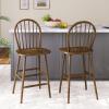Christopher Knight Home Morgan Rubber Wood Barstool Set of 2, Counter Height Stool with Windsor-Back Design, Modern Bar Stool with Backrest/Footrest for Dining Room/Kitchen Dining Island, Walnut