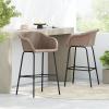 Christopher Knight Home Rekkles Patio Barstool Set of 2, PE Rattan Outdoor Counter Height Stool Set for Bar Table, Metal Frame Barstool for Backyard Balcony Garden, Black + Light Gray(Black + Light Brown)