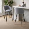 Christopher Knight Home Rumer 40.5″ High Back Bar Stool Set of 2, Stools for Kitchen Island, Velvet Upholstered Bar Chair with Iron Frame, Barrel Chair for Home Bars with Footrest, Gold+Black+Gray(Gold+black+gray)