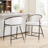 Christopher Knight Home Set of 2 Varus 26″ H Iron Frame Counter Stool, Dining Room/Kitchen Island Barstool with Footrest/Backrest, Boucle Upholstered Accent Chairs for Kitchen Counter, Almond+Black(Beige + Black + Gold)