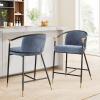 Christopher Knight Home Set of 2 Varus 26″ H Iron Frame Counter Stool, Dining Room/Kitchen Island Barstool with Footrest/Backrest, Boucle Upholstered Accent Chairs for Kitchen Counter, Almond+Black(Black + Navy Blue + Gold)