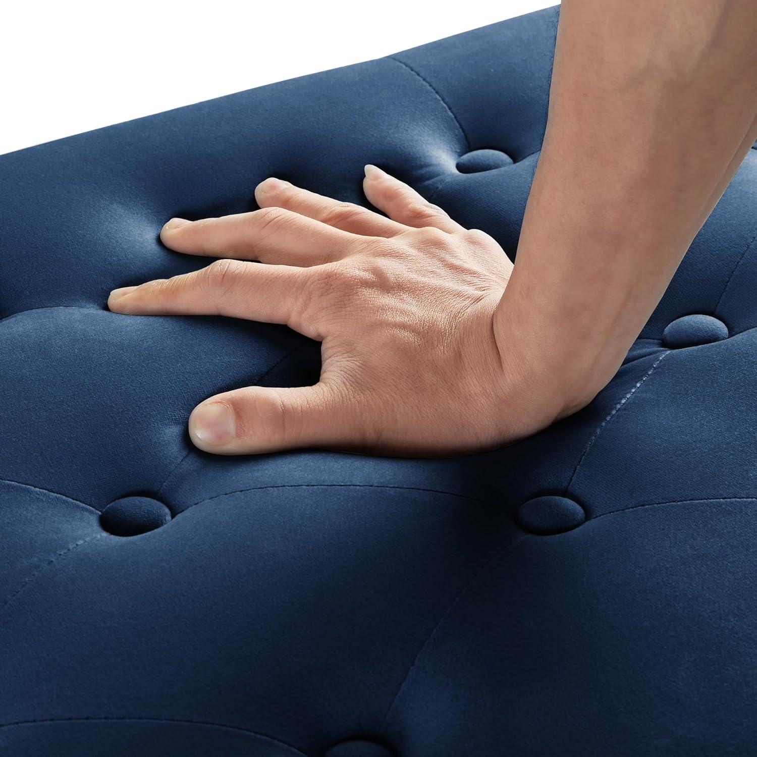 image:imageChristopher Knight Home Kenilwo 48 Velvet Storage Ottoman with Armrest Upholstered Storage Bench with Tufted Button Nails Trim Rectangular Ottoman Bench for Entryway Living Room Bedroom GrayNavy Blue