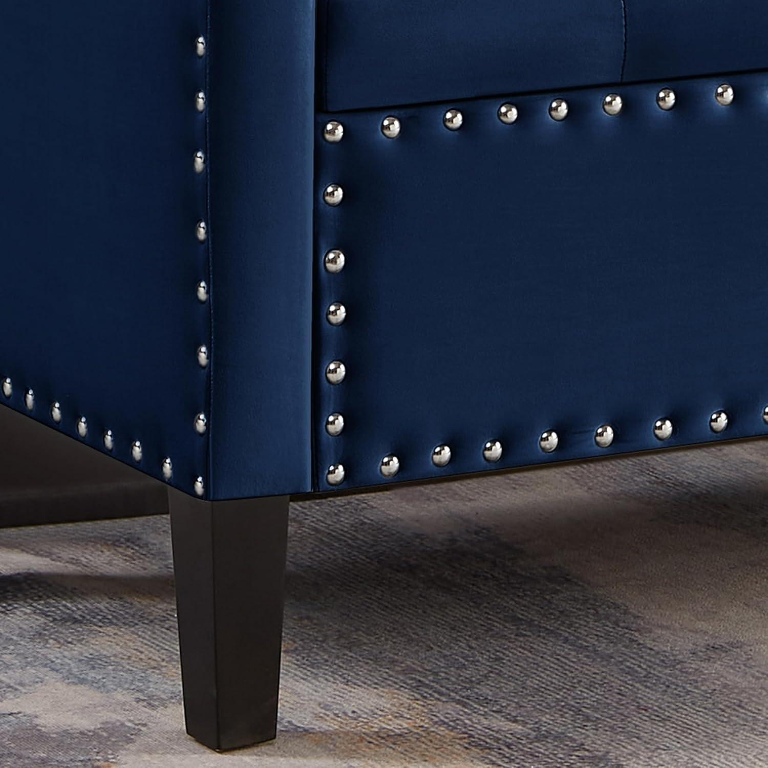image:imageChristopher Knight Home Kenilwo 48 Velvet Storage Ottoman with Armrest Upholstered Storage Bench with Tufted Button Nails Trim Rectangular Ottoman Bench for Entryway Living Room Bedroom GrayNavy Blue