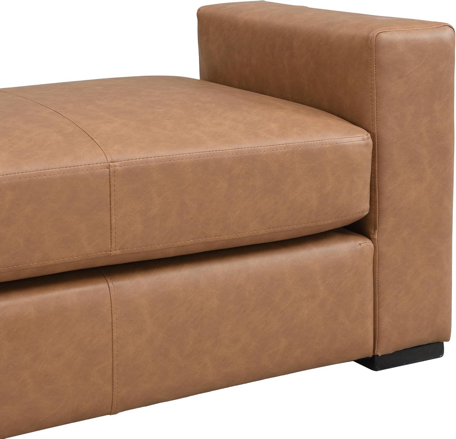image:imageChristopher Knight Home Mosley Faux Leather Upholstered Ottoman Bench Rectangular Foot Stools Ottoman Wooden Ottoman Footrest Bedroom End of Bed Footstool Living Room Sofa Extra Seat BrownBrown