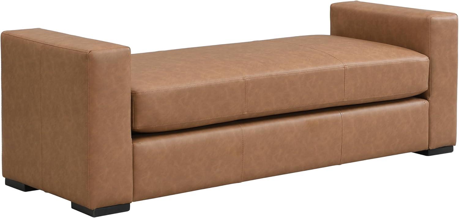 image:imageChristopher Knight Home Mosley Faux Leather Upholstered Ottoman Bench Rectangular Foot Stools Ottoman Wooden Ottoman Footrest Bedroom End of Bed Footstool Living Room Sofa Extra Seat BrownBrown