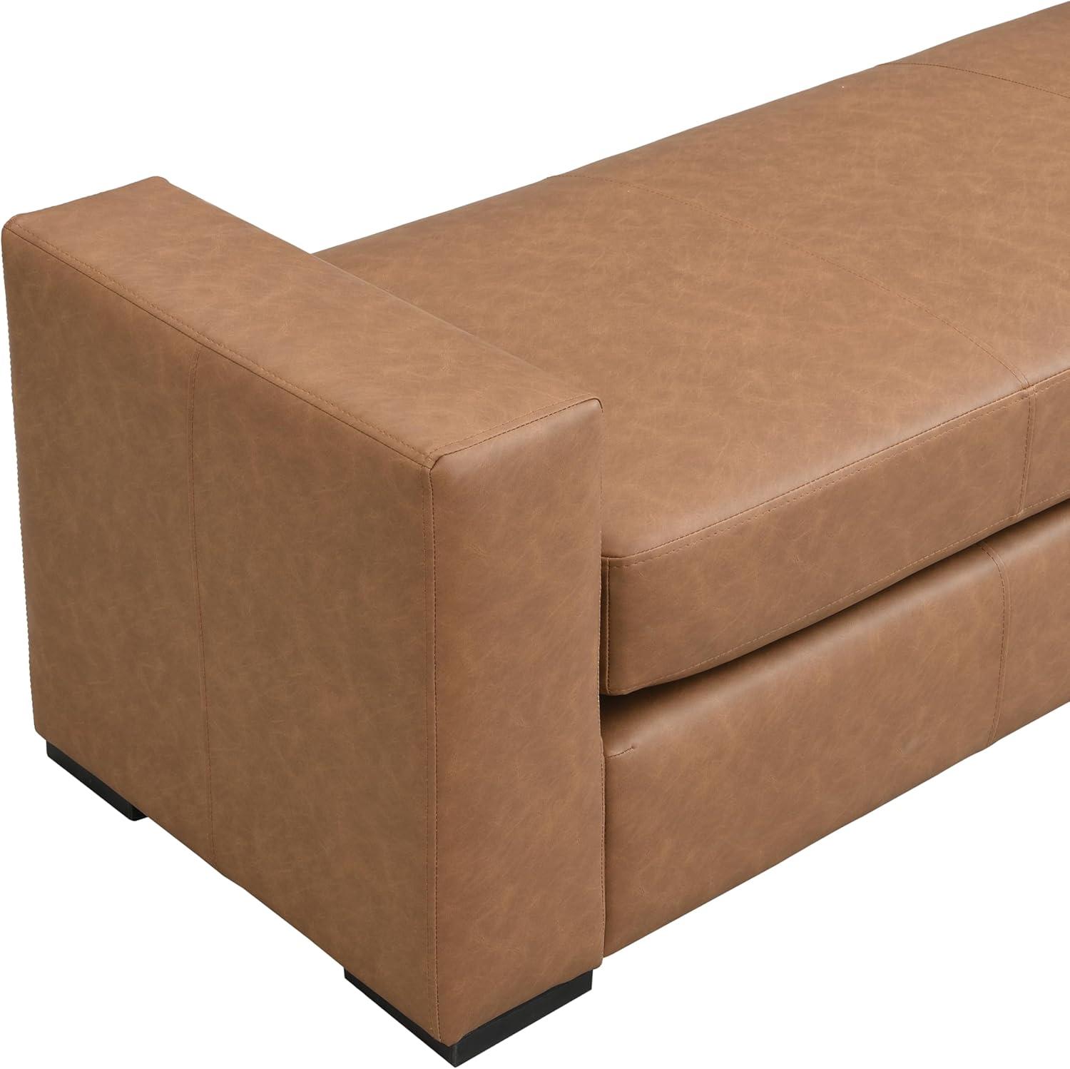 image:imageChristopher Knight Home Mosley Faux Leather Upholstered Ottoman Bench Rectangular Foot Stools Ottoman Wooden Ottoman Footrest Bedroom End of Bed Footstool Living Room Sofa Extra Seat BrownBrown