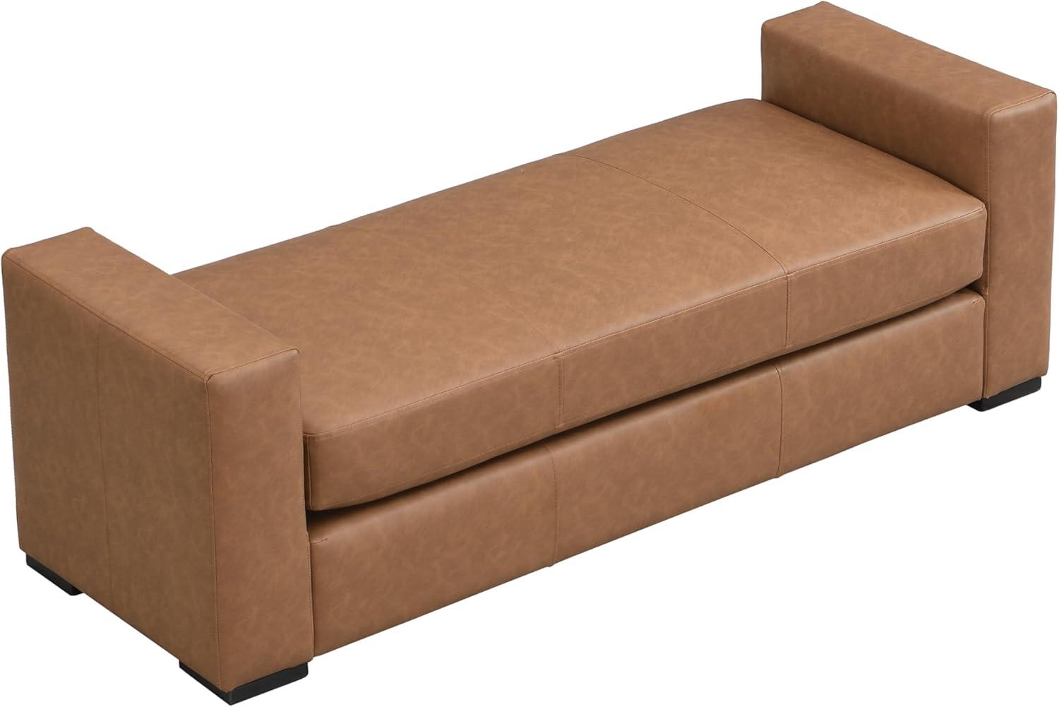 image:imageChristopher Knight Home Mosley Faux Leather Upholstered Ottoman Bench Rectangular Foot Stools Ottoman Wooden Ottoman Footrest Bedroom End of Bed Footstool Living Room Sofa Extra Seat BrownBrown