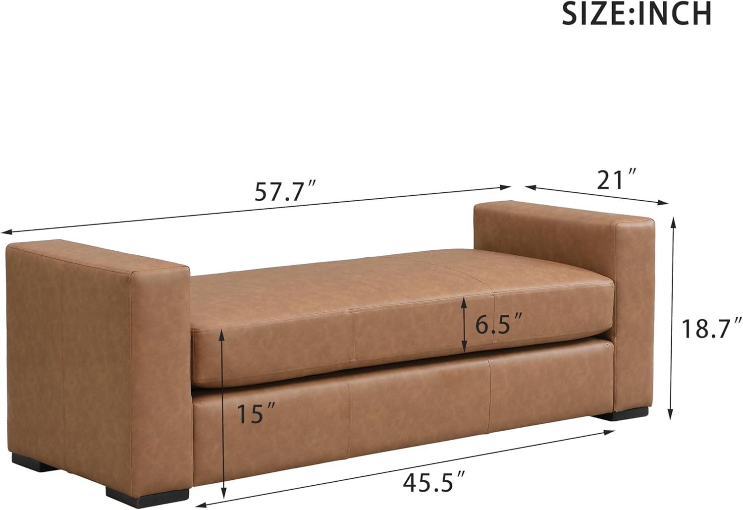 image:imageChristopher Knight Home Mosley Faux Leather Upholstered Ottoman Bench Rectangular Foot Stools Ottoman Wooden Ottoman Footrest Bedroom End of Bed Footstool Living Room Sofa Extra Seat BrownBrown