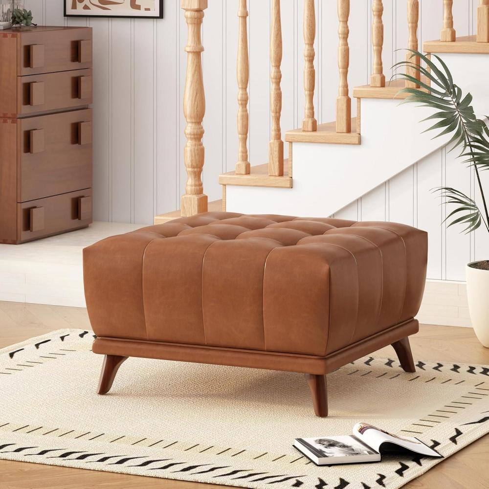 image:imageChristopher Knight Home Kinsley Square Ottoman Footstool Ottoman Chair with Large Seat Faux Leather Upholstery Coffee Table Modern Side Table for Living Room Bedroom Home Decor BrownBrown