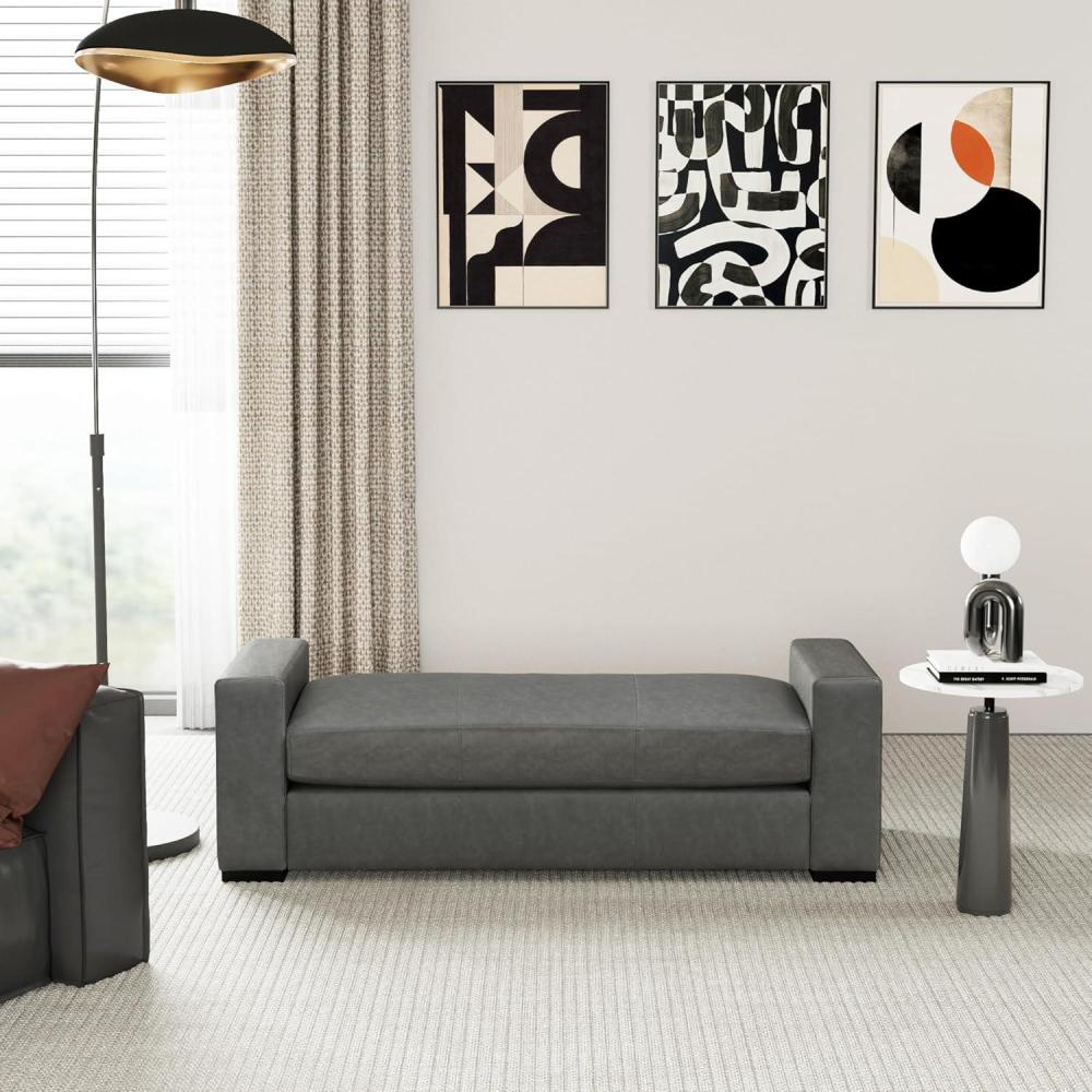 image:imageChristopher Knight Home Mosley Faux Leather Upholstered Ottoman Bench Rectangular Foot Stools Ottoman Wooden Ottoman Footrest Bedroom End of Bed Footstool Living Room Sofa Extra Seat BrownGrey