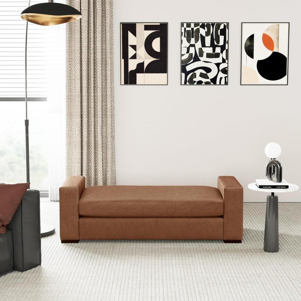 image:imageChristopher Knight Home Mosley Faux Leather Upholstered Ottoman Bench Rectangular Foot Stools Ottoman Wooden Ottoman Footrest Bedroom End of Bed Footstool Living Room Sofa Extra Seat BrownBrown