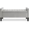 Christopher Knight Home Kenilwo 48” Velvet Storage Ottoman with Armrest, Upholstered Storage Bench with Tufted Button Nails Trim, Rectangular Ottoman Bench for Entryway Living Room Bedroom, Gray(Grey)