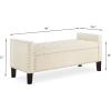 Christopher Knight Home Kenilwo 48” Velvet Storage Ottoman with Armrest, Upholstered Storage Bench with Tufted Button Nails Trim, Rectangular Ottoman Bench for Entryway Living Room Bedroom, Gray(Cream)