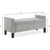 Christopher Knight Home Kenilwo 48” Velvet Storage Ottoman with Armrest, Upholstered Storage Bench with Tufted Button Nails Trim, Rectangular Ottoman Bench for Entryway Living Room Bedroom, Gray(Grey)