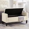 Christopher Knight Home Kenilwo 48” Velvet Storage Ottoman with Armrest, Upholstered Storage Bench with Tufted Button Nails Trim, Rectangular Ottoman Bench for Entryway Living Room Bedroom, Gray(Cream)