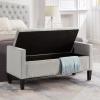 Christopher Knight Home Kenilwo 48” Velvet Storage Ottoman with Armrest, Upholstered Storage Bench with Tufted Button Nails Trim, Rectangular Ottoman Bench for Entryway Living Room Bedroom, Gray(Grey)
