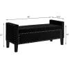Christopher Knight Home Kenilwo 48” Velvet Storage Ottoman with Armrest, Upholstered Storage Bench with Tufted Button Nails Trim, Rectangular Ottoman Bench for Entryway Living Room Bedroom, Gray(Black)