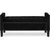 Christopher Knight Home Kenilwo 48” Velvet Storage Ottoman with Armrest, Upholstered Storage Bench with Tufted Button Nails Trim, Rectangular Ottoman Bench for Entryway Living Room Bedroom, Gray(Black)