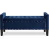 Christopher Knight Home Kenilwo 48” Velvet Storage Ottoman with Armrest, Upholstered Storage Bench with Tufted Button Nails Trim, Rectangular Ottoman Bench for Entryway Living Room Bedroom, Gray(Navy Blue)