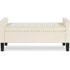 Christopher Knight Home Kenilwo 48” Velvet Storage Ottoman with Armrest, Upholstered Storage Bench with Tufted Button Nails Trim, Rectangular Ottoman Bench for Entryway Living Room Bedroom, Gray(Cream)