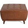 Christopher Knight Home Kinsley Square Ottoman Footstool, Ottoman Chair with Large Seat, Faux Leather Upholstery Coffee Table, Modern Side Table for Living Room Bedroom Home Decor, Brown(Brown)