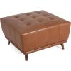 Christopher Knight Home Kinsley Square Ottoman Footstool, Ottoman Chair with Large Seat, Faux Leather Upholstery Coffee Table, Modern Side Table for Living Room Bedroom Home Decor, Brown(Brown)