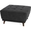 Christopher Knight Home Kinsley Square Ottoman Footstool, Ottoman Chair with Large Seat, Faux Leather Upholstery Coffee Table, Modern Side Table for Living Room Bedroom Home Decor, Brown(Charcoal Grey)