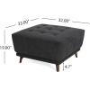 Christopher Knight Home Kinsley Square Ottoman Footstool, Ottoman Chair with Large Seat, Faux Leather Upholstery Coffee Table, Modern Side Table for Living Room Bedroom Home Decor, Brown(Charcoal Grey)