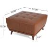 Christopher Knight Home Kinsley Square Ottoman Footstool, Ottoman Chair with Large Seat, Faux Leather Upholstery Coffee Table, Modern Side Table for Living Room Bedroom Home Decor, Brown(Brown)