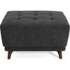 Christopher Knight Home Kinsley Square Ottoman Footstool, Ottoman Chair with Large Seat, Faux Leather Upholstery Coffee Table, Modern Side Table for Living Room Bedroom Home Decor, Brown(Charcoal Grey)