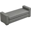 Christopher Knight Home Mosley Faux Leather Upholstered Ottoman Bench, Rectangular Foot Stools Ottoman, Wooden Ottoman Footrest, Bedroom End of Bed Footstool, Living Room Sofa Extra Seat, Brown(Grey)