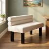 Christopher Knight Home Wally Boucle Upholstered Dining Bench, Modern Large Dining Room Chair, Entryway Ottoman Bench, Bedroom End of Bed Seating, Armless Desing and Wooden Frame, Milky White+Black