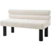 Christopher Knight Home Wally Boucle Upholstered Dining Bench, Modern Large Dining Room Chair, Entryway Ottoman Bench, Bedroom End of Bed Seating, Armless Desing and Wooden Frame, Milky White+Black