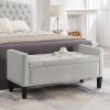 Christopher Knight Home Kenilwo 48” Velvet Storage Ottoman with Armrest, Upholstered Storage Bench with Tufted Button Nails Trim, Rectangular Ottoman Bench for Entryway Living Room Bedroom, Gray(Grey)