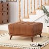 Christopher Knight Home Kinsley Square Ottoman Footstool, Ottoman Chair with Large Seat, Faux Leather Upholstery Coffee Table, Modern Side Table for Living Room Bedroom Home Decor, Brown(Brown)