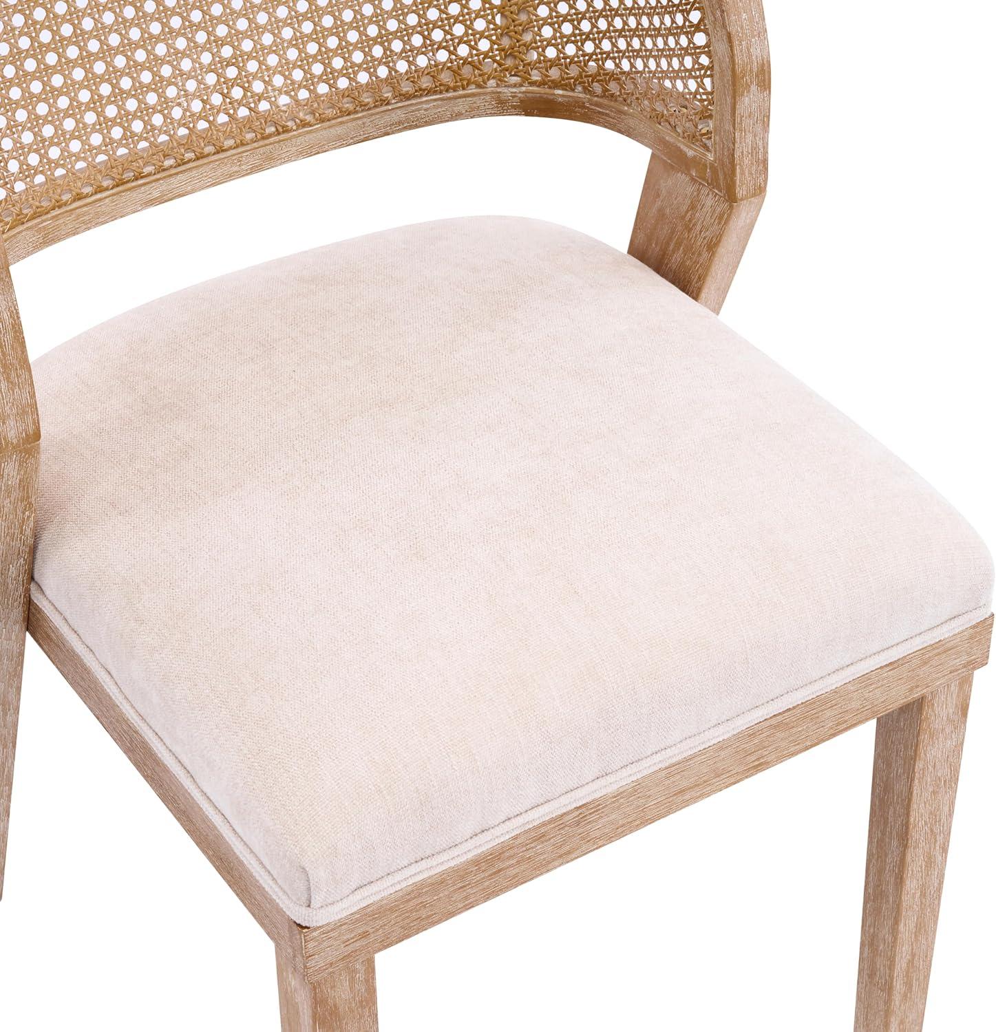 image:imageChristopher Knight Home Ashe Upholstered Dining Chairs Set of 2 Modern Dining Chair with Curved Woven Rattan Back Rubberwood Frame Kitchen Chairs Extra Seat for Dining Room Beige NaturalBeige Natural