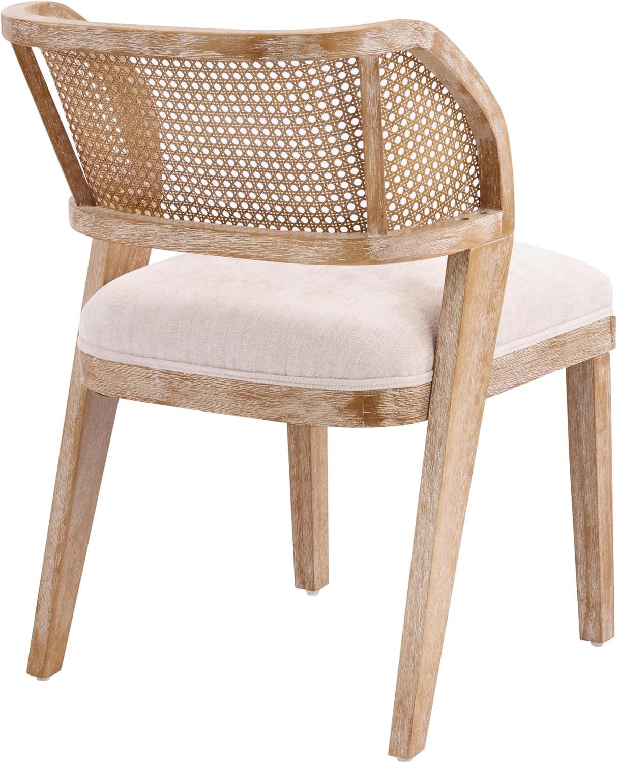 image:imageChristopher Knight Home Ashe Upholstered Dining Chairs Set of 2 Modern Dining Chair with Curved Woven Rattan Back Rubberwood Frame Kitchen Chairs Extra Seat for Dining Room Beige NaturalBeige Natural