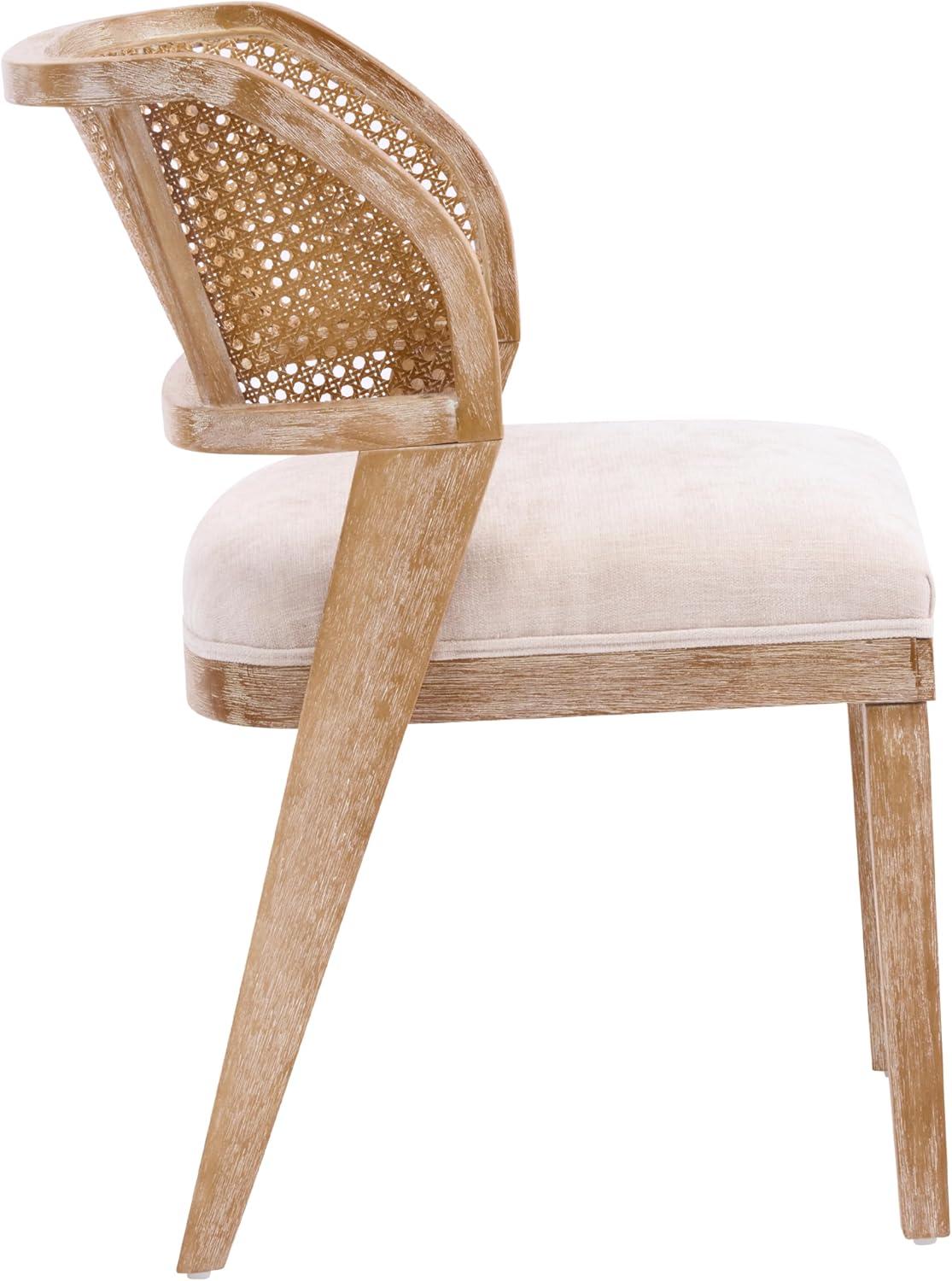 image:imageChristopher Knight Home Ashe Upholstered Dining Chairs Set of 2 Modern Dining Chair with Curved Woven Rattan Back Rubberwood Frame Kitchen Chairs Extra Seat for Dining Room Beige NaturalBeige Natural