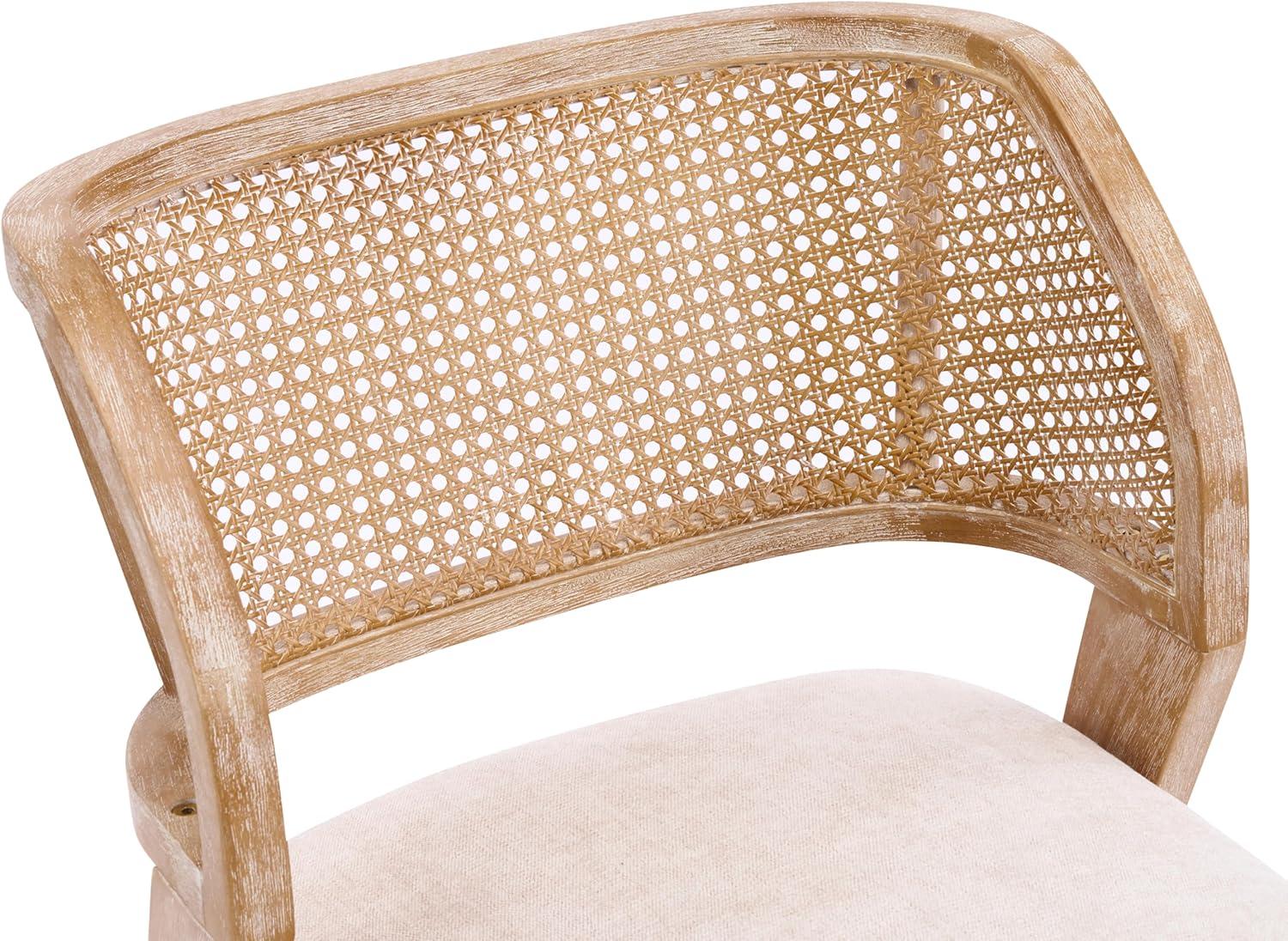 image:imageChristopher Knight Home Ashe Upholstered Dining Chairs Set of 2 Modern Dining Chair with Curved Woven Rattan Back Rubberwood Frame Kitchen Chairs Extra Seat for Dining Room Beige NaturalBeige Natural