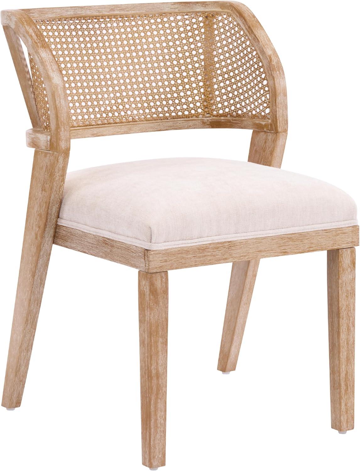 image:imageChristopher Knight Home Ashe Upholstered Dining Chairs Set of 2 Modern Dining Chair with Curved Woven Rattan Back Rubberwood Frame Kitchen Chairs Extra Seat for Dining Room Beige NaturalBeige Natural