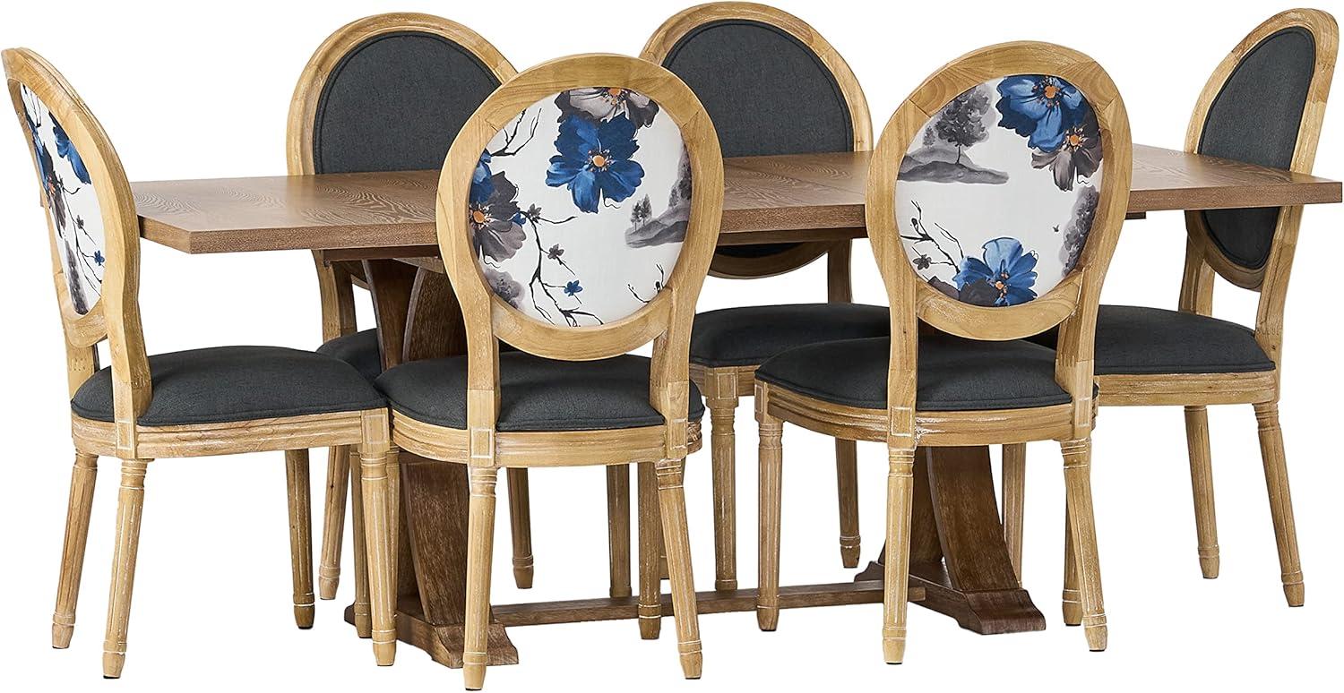 image:imageChristopher Knight Home Derring 7 Piece Dining Set Dark GrayFloral PrintNatural